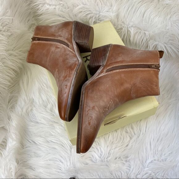 ROAN Aggie leather tan washed leather booties 10 - Picture 4 of 9
